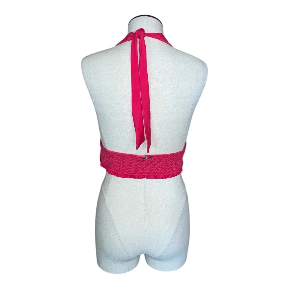 NWT Tommy Hilfiger XXL pink bikini top traingular plus size smocked back